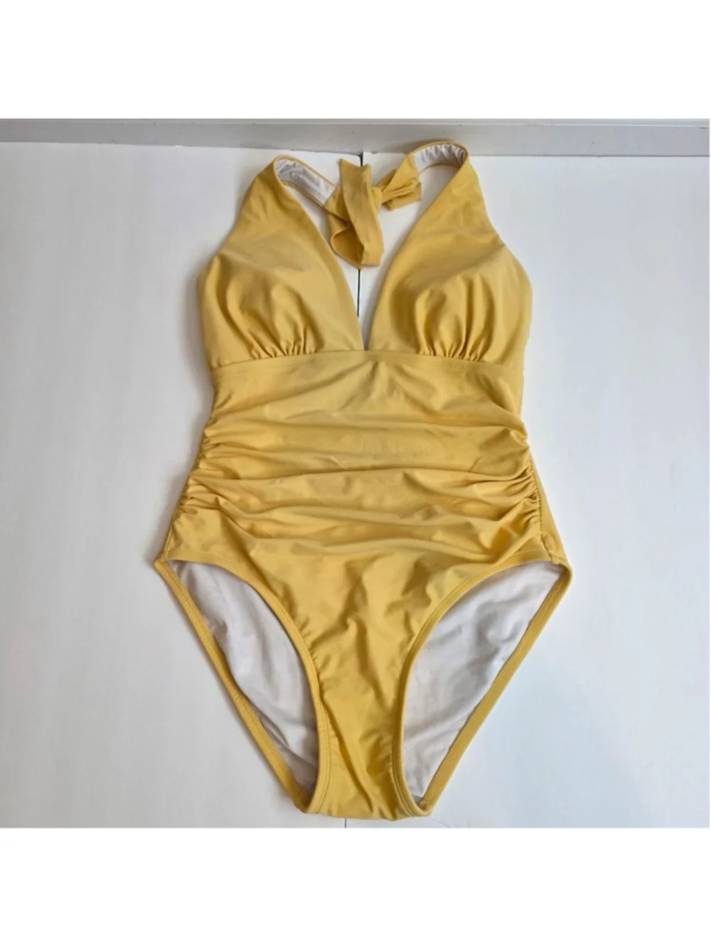 Women's Tommy Hilfiger Yellow Halter One Piece Swimsuit Size 8